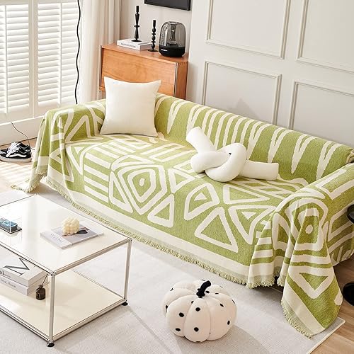 Miniatura 8 de DREAMINGO Funda de sofá negra bohemia reversible de chenilla, funda protectora para mascotas, fundas para sofá seccional de 3 cojines, fundas