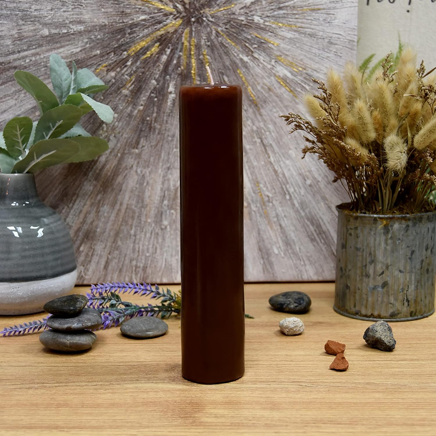 2 x 9 Inch Brown Pillar Candle