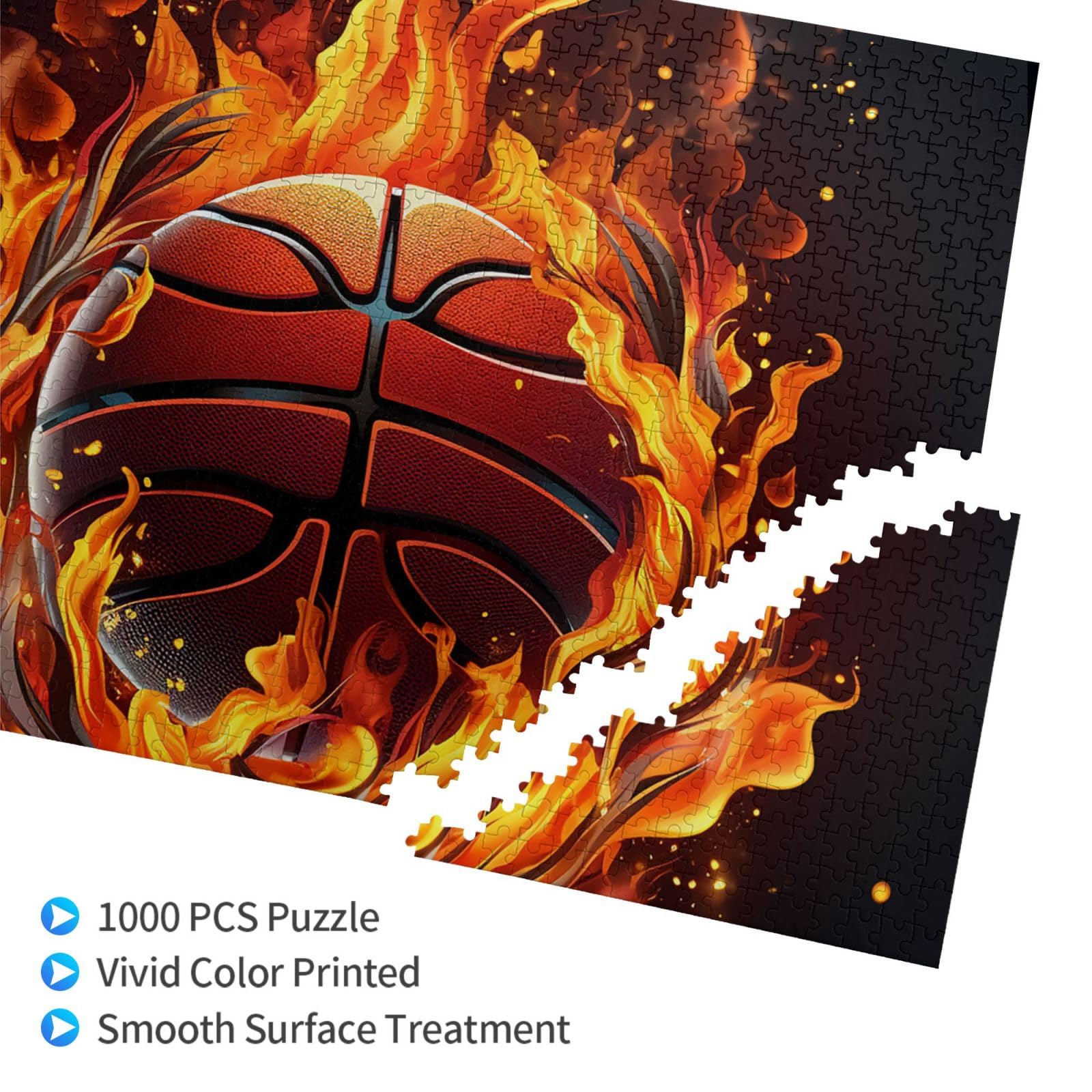 Puzzle De 1000 Piezas De Baloncesto Para Adultos – 50x75 Cm Con Póster 1:1 Y Trasera Con Letras, Regalo Desafiante Y Relajante Para Toda La Familia