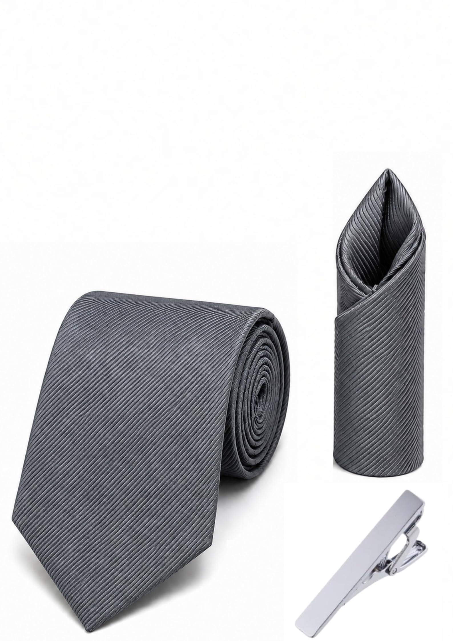 random stripe Necktie with Pocket Square & Silver Tiepin Pack of 3 combo-picture-30