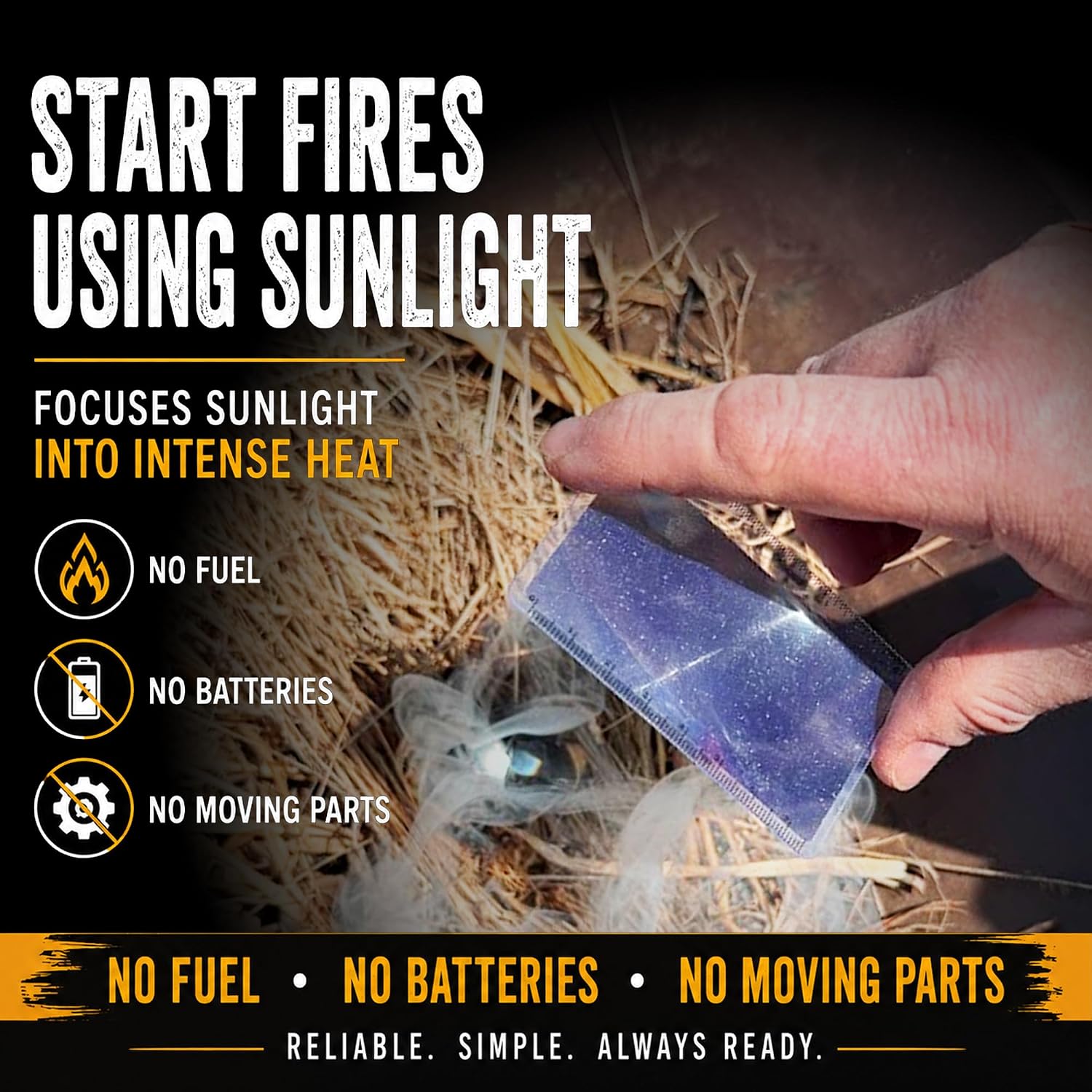 Fresnel Lens Fire Starter 4 Pack - Credit Card Size Magnifying Lens for Reading Small Print, Solar Ignition Tool, Survival Gear Emergency Backup for Camping, Prepper Kit