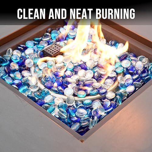 Miniatura 3 de Skyflame Cuentas de vidrio de fuego mezcladas de 10 libras para hoyo de fuego, chimenea y paisajismo, 12 pulgada, azul cobalto, hielo de cristal,