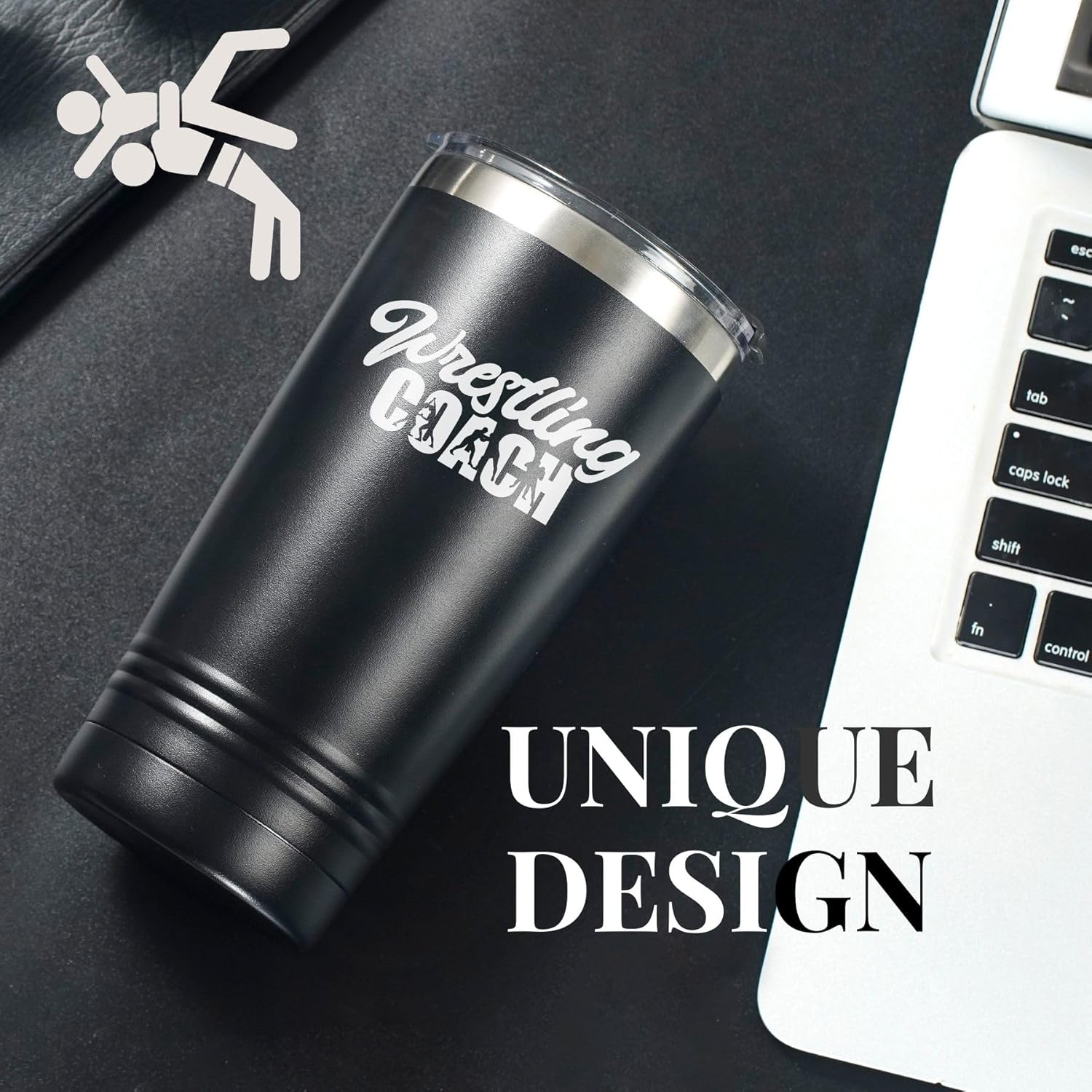 Onebttl Wrestling Gifts for Men, Wrestling Coach, Appreciation Gift for Coaches, Juegos de Lucha libre, 20oz Stainless Steel Tumbler, Black - Image 2