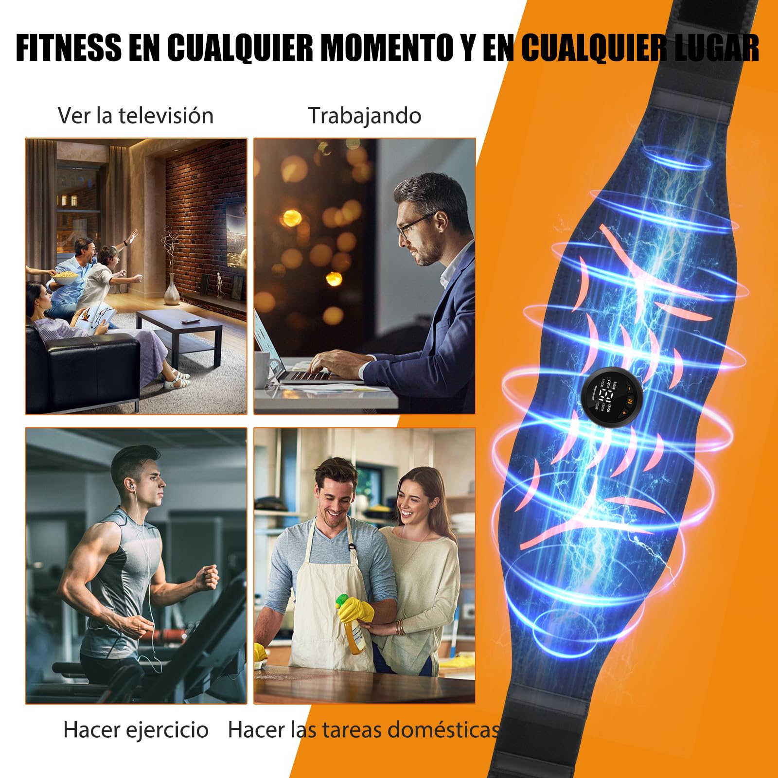 CinturóN Tonificador Muscular - Fuerte Ab Electroestimulador Muscular Con 6 Modos Y 18 Niveles De Intensidad Para Hombres Y Mujeres CinturóN Estimulador Muscular Abdominal Para Casa Oficina Y Gimnasio