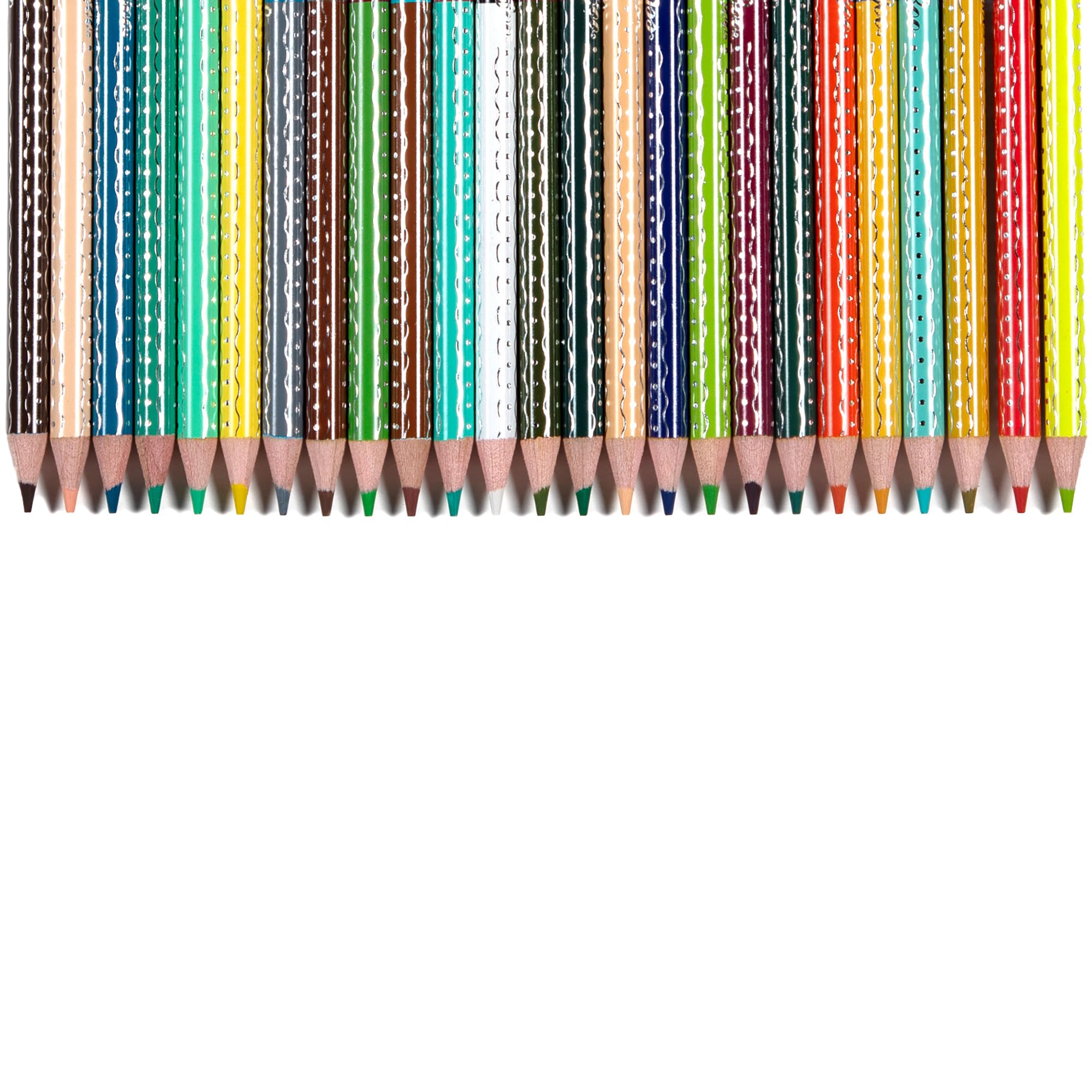 eeBoo: 25 doppelseitige Buntstifte – Regenbogen – 50 lebendige Farben, atemberaubender Behälter, Silberfolien-Akzente, Künstlerqualität, ungiftiges Kunstzubehör