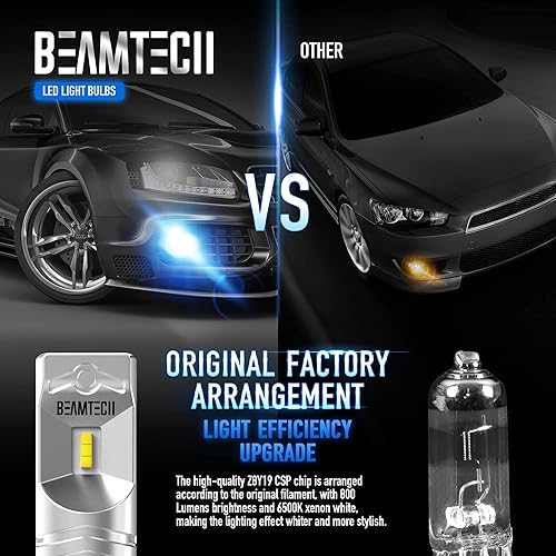 Miniatura 3 de BEAMTECH - Bombilla antiniebla LED H10, chips CSP 9145 9140 de 6500K, 800 lúmenes, xenón blanco extremadamente brillante