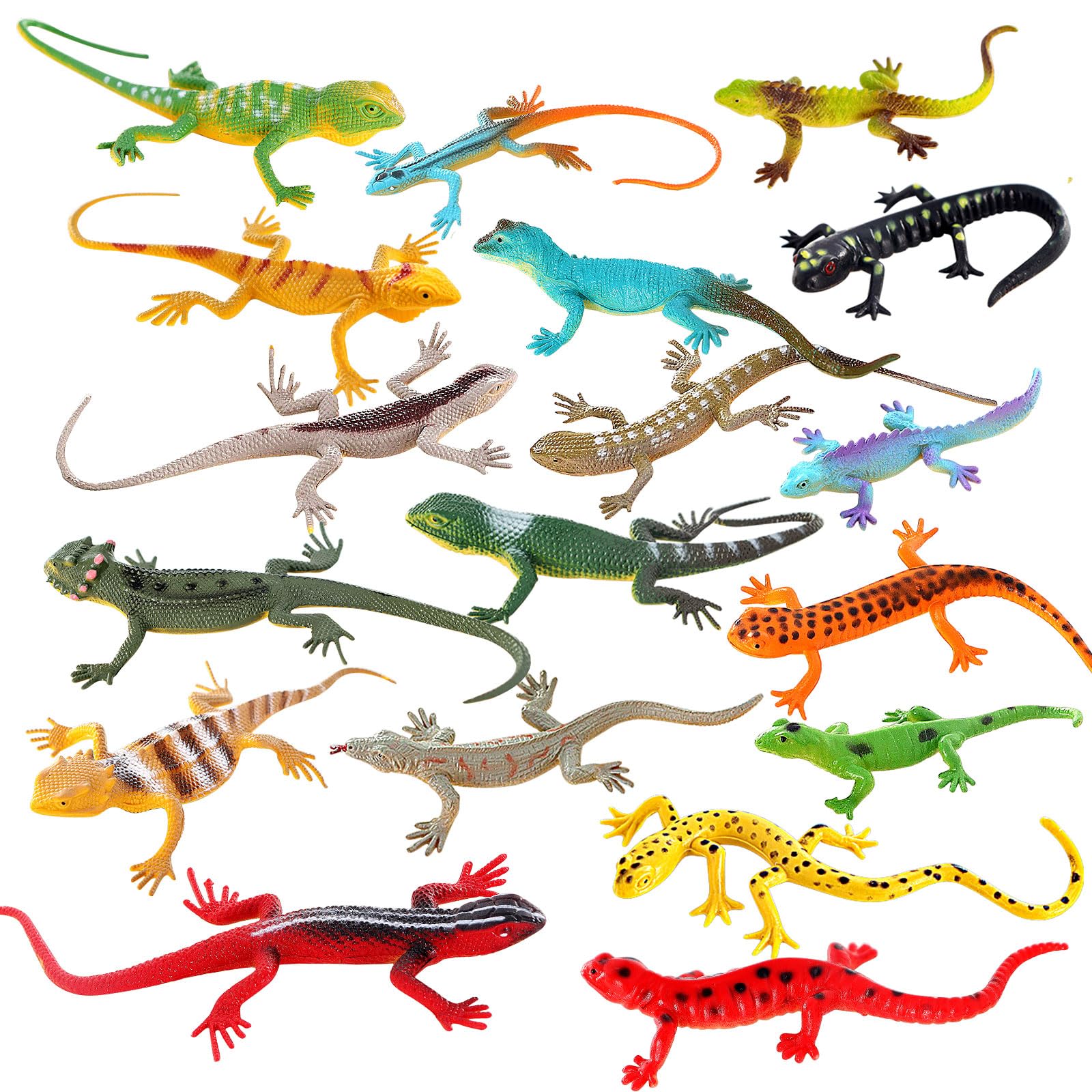 18 Pcs Fake Lizards Toys, Plastic Artificial Reptile Lizards for Kids, Realistic Lizard Toys for Halloween Party Decoration, Prank, Educational Tools