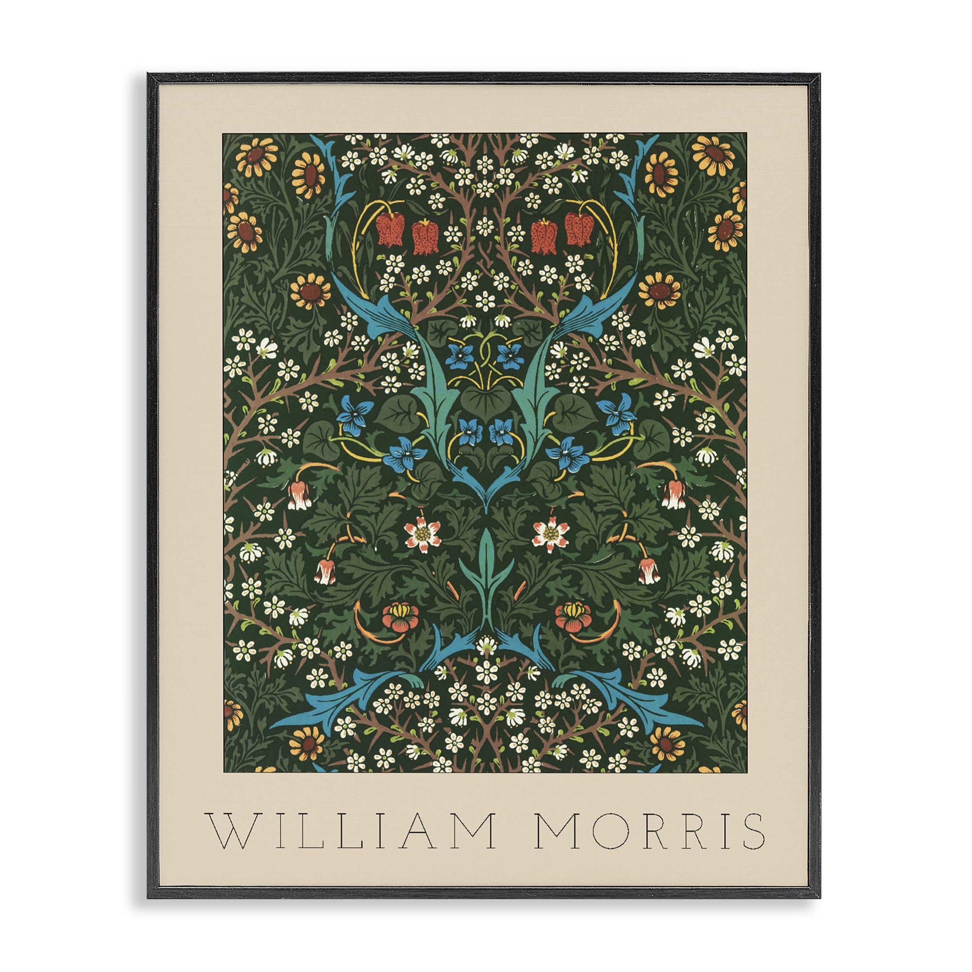 Stupell Industries 'Ornate Botanicals William Morris', Framed Giclee Art, Black, 24 x 30 Inches, Easy to Hang and Sturdy, Made in USA, by Lil' Rue