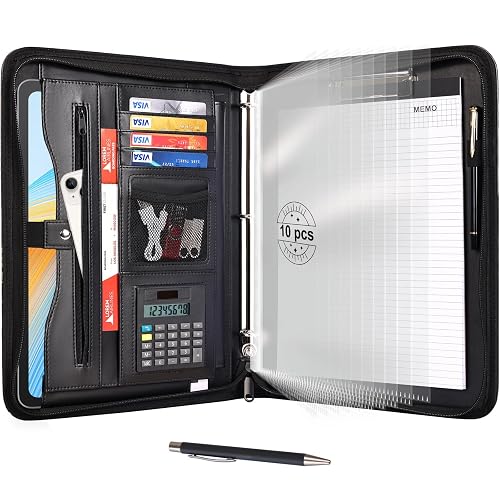 Eshow Portfolio Organizer - 3 Ring Binder with Zipper, Vegan