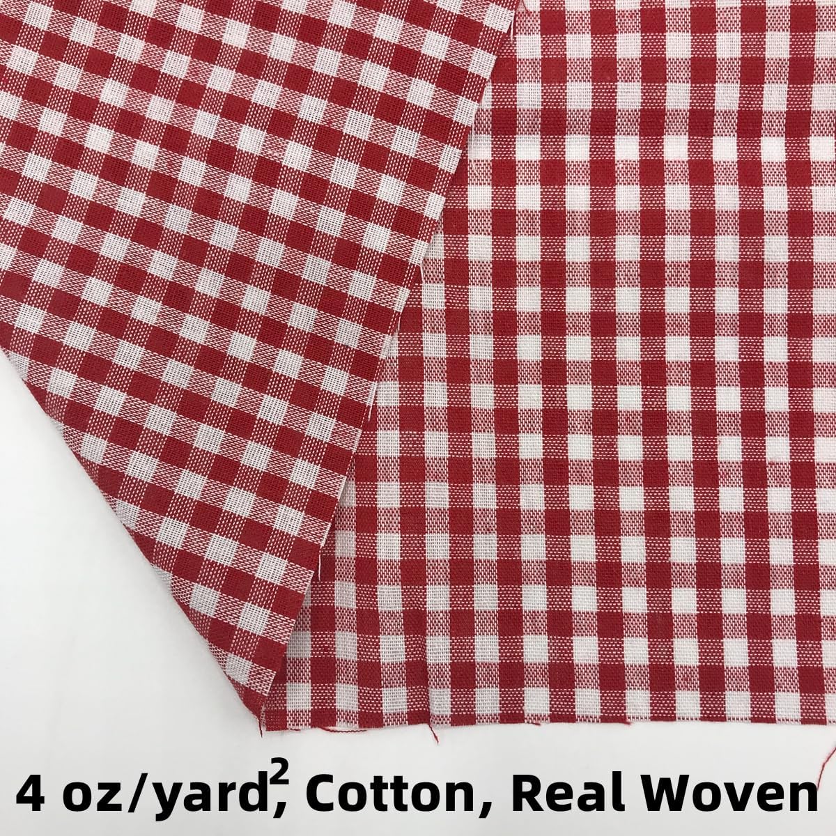 57x144 Inch Red and White Small Gingham Fabric 130GSM Cotton Blend for Sewing Festive Tablecloth Apron Dress Curtain Bedding