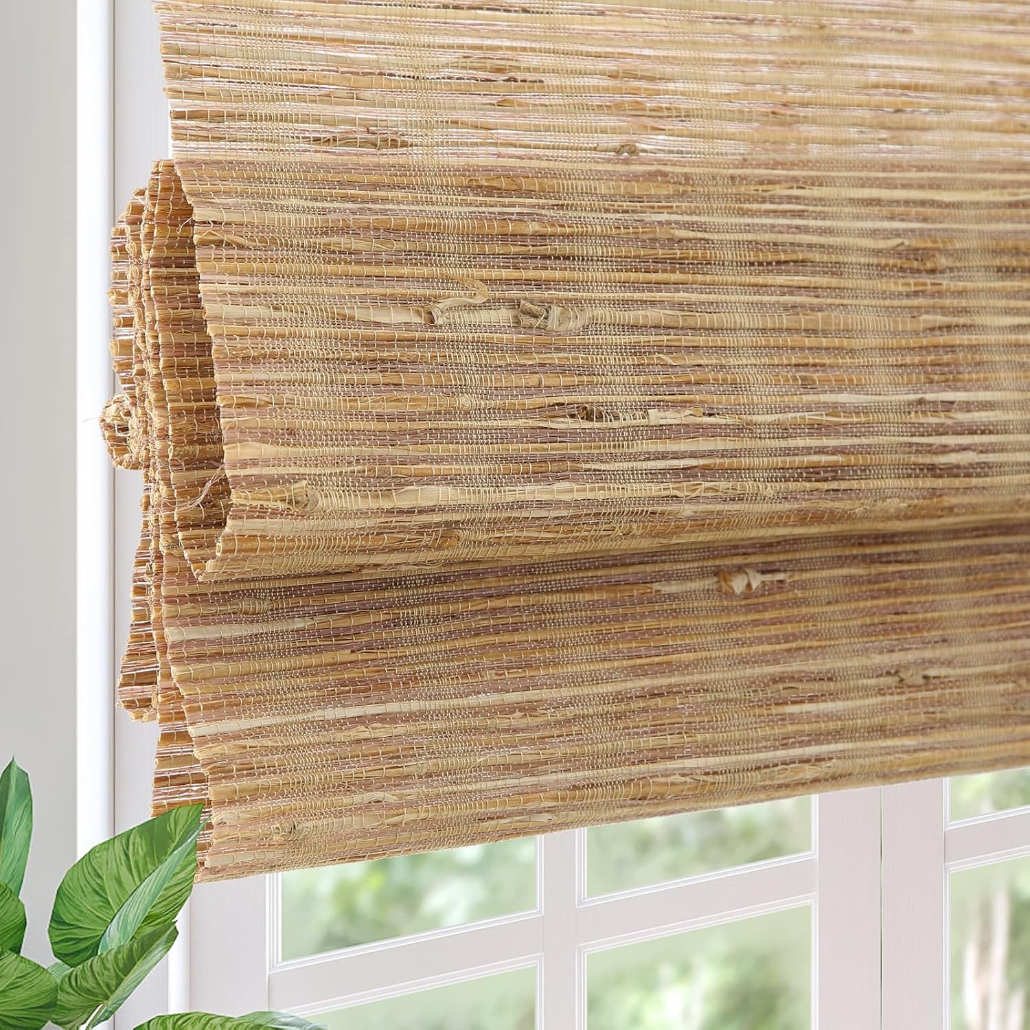 Amazon.com: Comzone Blinds Cordless Blackout Bamboo Roman Shades ...