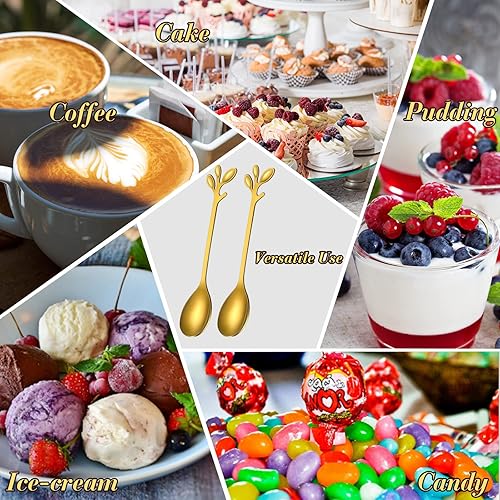 Miniatura 12 de Demitasse - 100 cucharas de café expreso de acero inoxidable a granel, pequeñas cucharas de postre de 4.33 pulgadas para postre de cocina, té