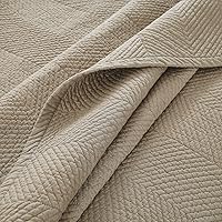 Vista 9 de Calla Angel Evelyn Stitch Chevron - Juego de edredón de algodón puro, 3 piezas, color café, chevron, tamaño Queen