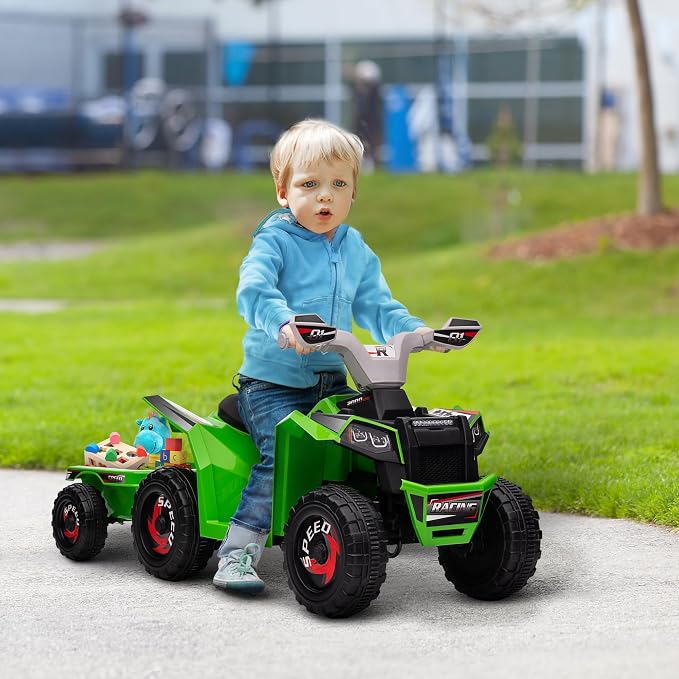 Cuatriciclo eléctrico de 6V para niños con remolque trasero miniatura 2