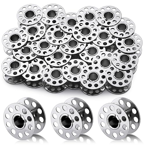 LOKUNN 25 Pcs Metal Bobbins, Metal Sewing Machine Bobbins Metal Bobbins for Sewing Machine with Bobbin Case, Sa156 Bobbins, Bobbins Class 15, Bobbins for Sewing Machine