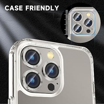 Happy Trend iPhone 16 Pro and iPhone 16 Pro Max Camera Glass Lens Protective Ring Set - White Titanium