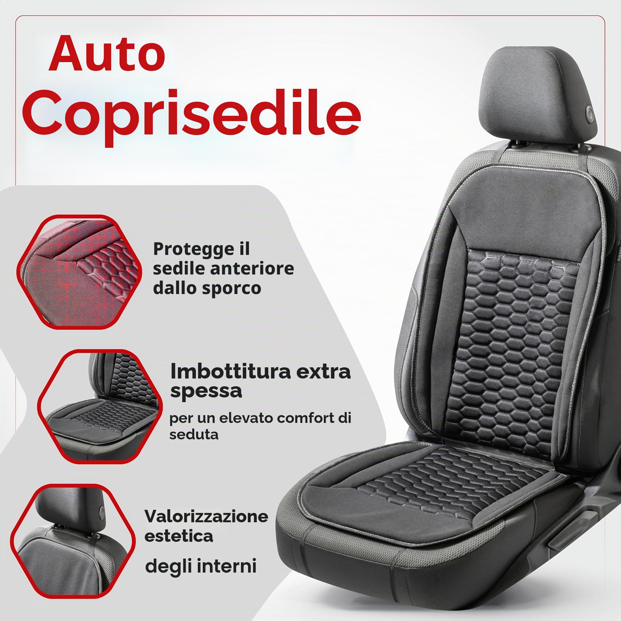 Walser Coprisedile auto Valtteri, Coprisedile auto universale nero/grigio, Rivestimento veicolo Sport Optics, Protezione sedili anteriori veicolo
