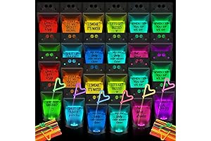 24 Pcs Neon Glowing Drink Pouches with Straws