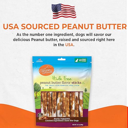 Miniatura 8 de Canine Naturals Peanut Butter Chew - Rawhide Free and Dog Treats - Made from Real Peanut Butter - All-Natural and Easily Digestible - 40 Pack of 5