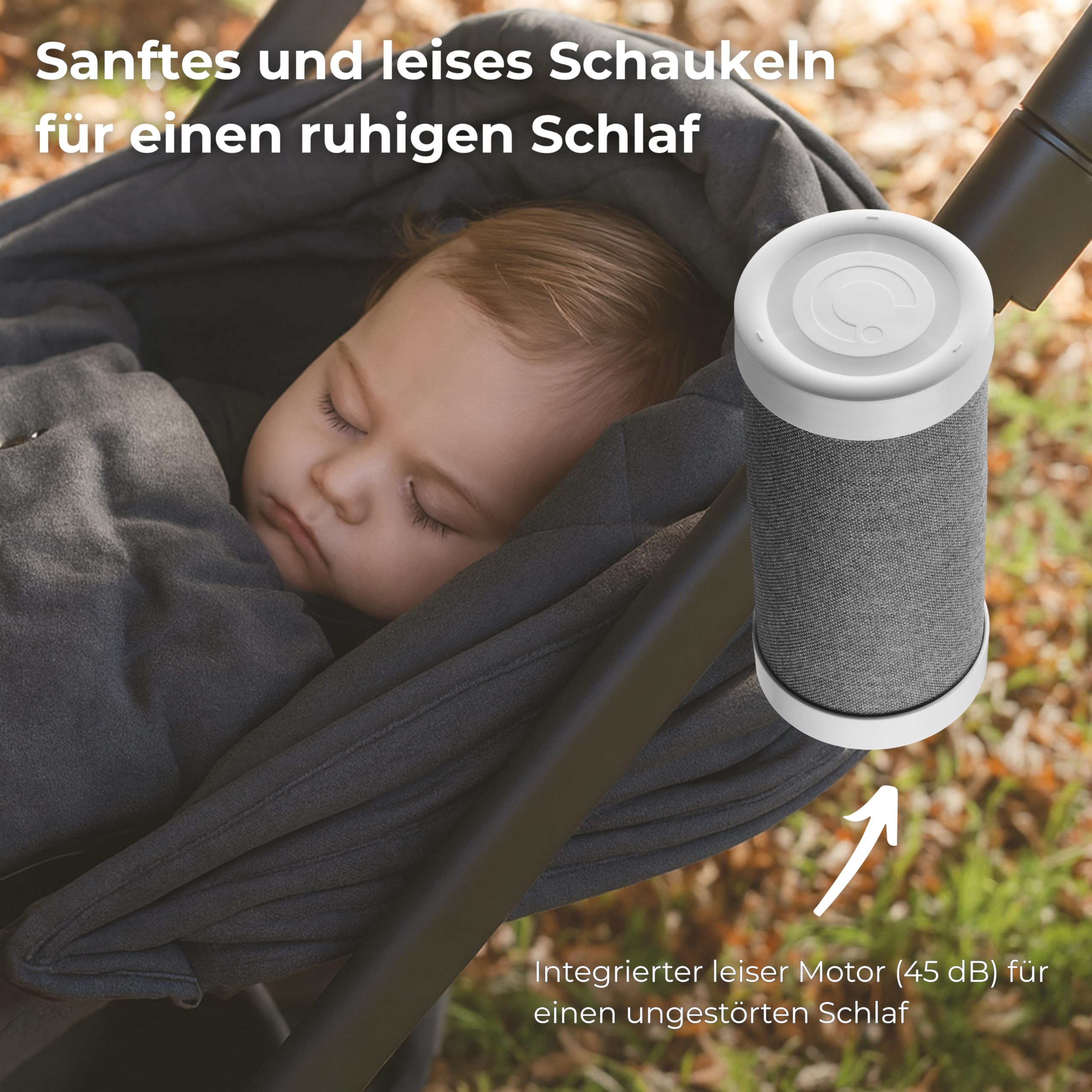 Elektrischer Kinderwagen Schaukler – Einschlafhilfe für Babys, Automatischer Baby Rocker für Kinderwagen & Buggy, 3 Stufen, Leise, 30 Std Akku, USB-C, LED – RockingRide PRO