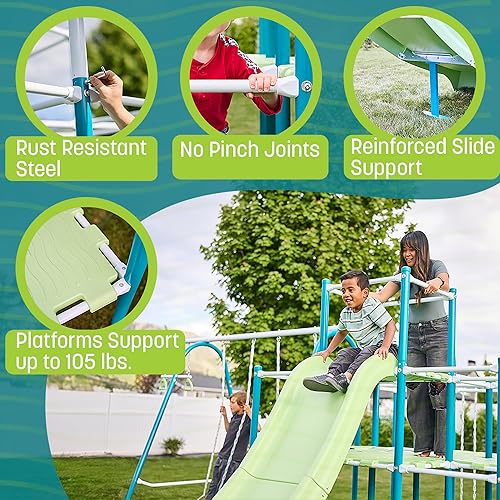 Miniatura 2 de ACTIVPLAY - Juego modular de gimnasio de la jungla para niños, juego al aire libre, columpio, tobogán, línea de la selva, resistente a la corrosión,