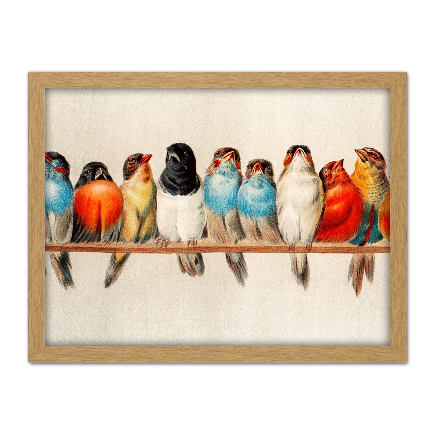 Artery8 Giacomelli Perch Of Birds Painting Artwork Framed Wall Art Print 18X24 Inch