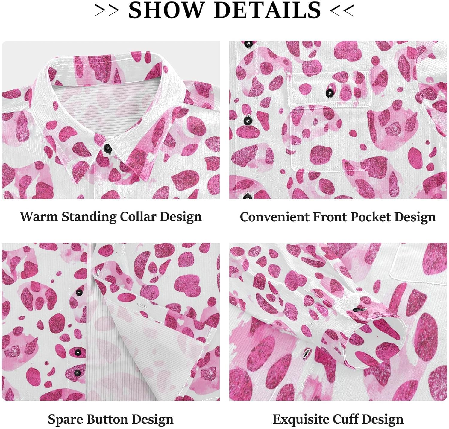 KLL Pink Glitter Leopard Print Women Men Slim Fit Rugby Shirts Sports Long Sleeve Blouse