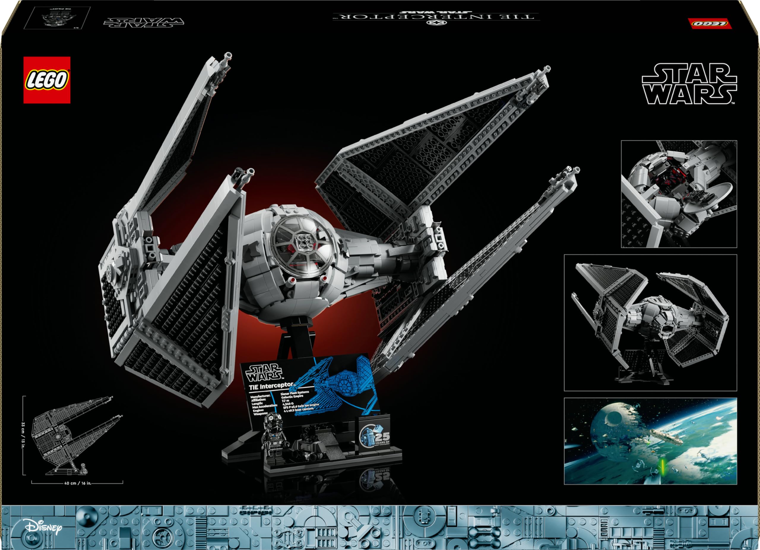 LEGO Star Wars TIE Interceptor 75382 | Model myśliwca, kolekcjonerski zestaw klocków dla dorosłych, prezent dla fana Star Wars, ozdoba na biurko, 1931 elementów