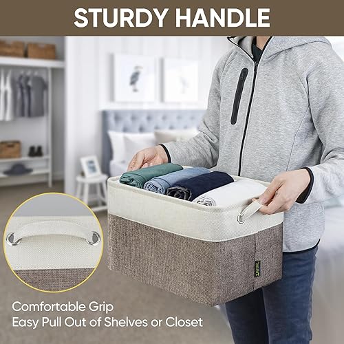 Miniatura 8 de BALEINE Paquete de 4 contenedores de almacenamiento de tela, canastas de almacenamiento para organizar el armario, organizadores decorativos grandes