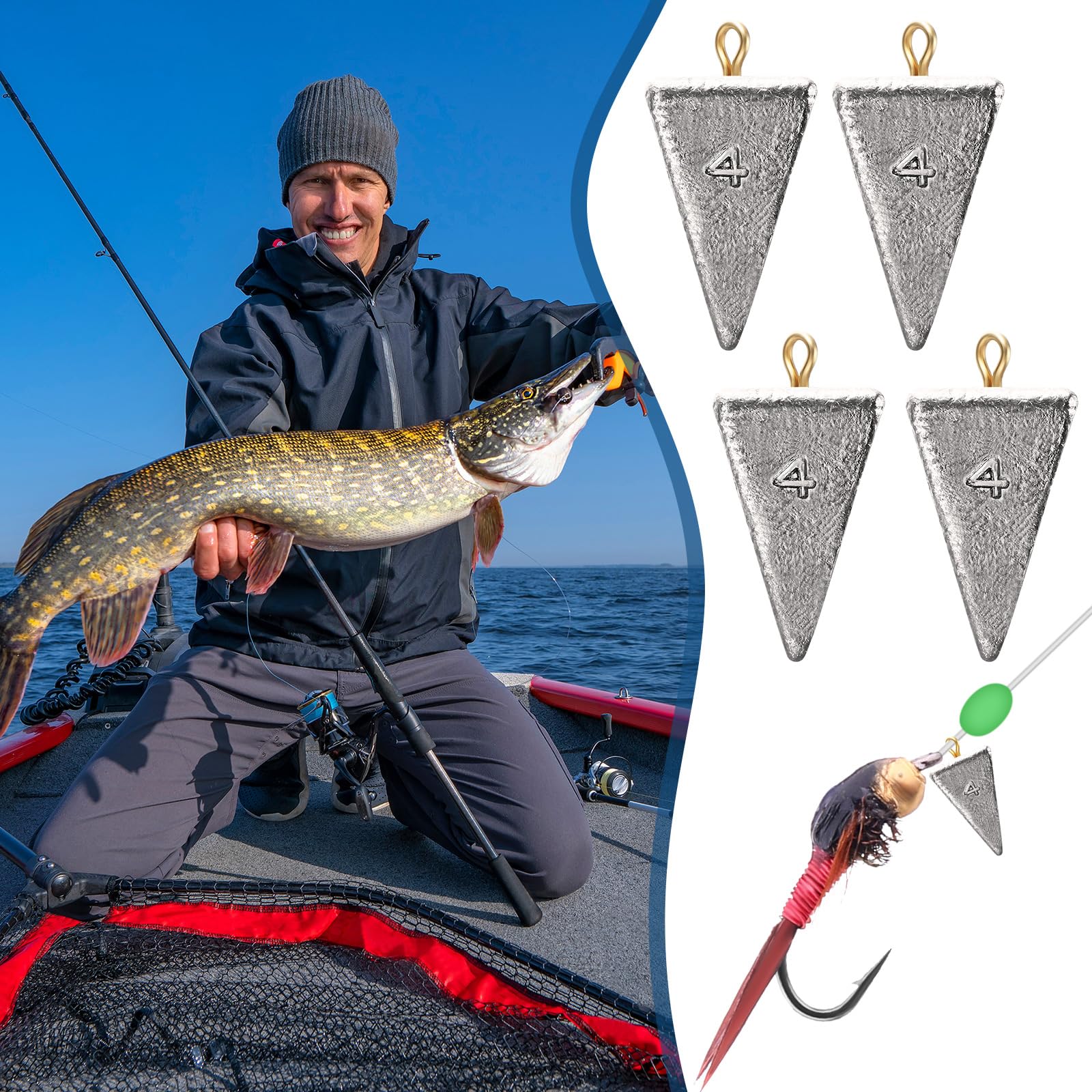 36 piezas de pesas de pesca piramidales de 113.4 g, plomos de pesca de agua salada, plomos piramidales, aparejos de pesca, aparejos de pesca de surf, fundición de pesca