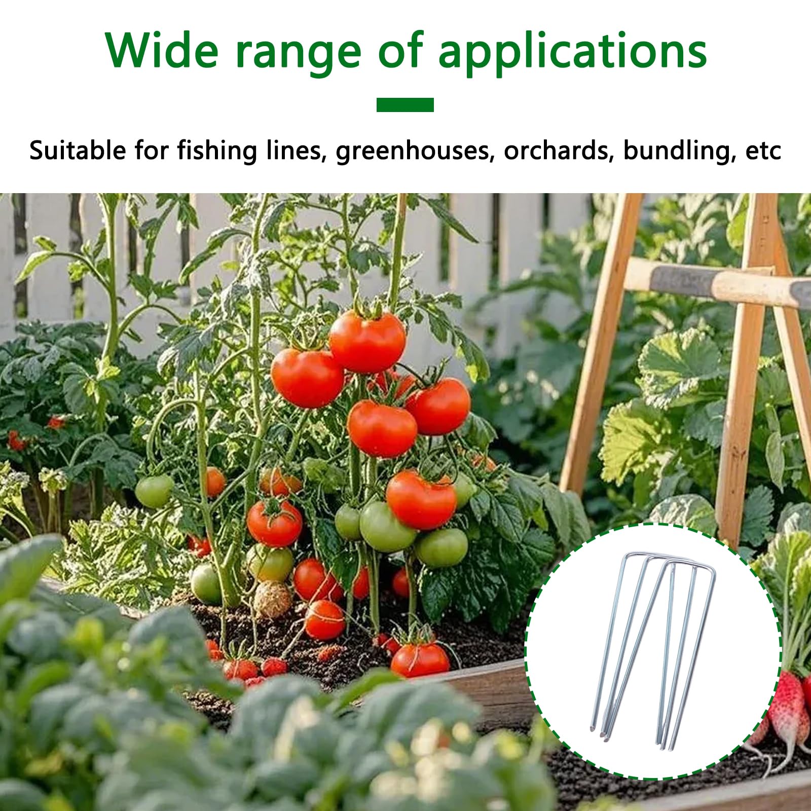 Grapas de jardín galvanizadas de Primera Calidad, Paquete de 100 Clavijas en U con Arandelas Protectoras para un Anclaje Duradero en Exteriores 100 Piezas 250x40mmØ3mm