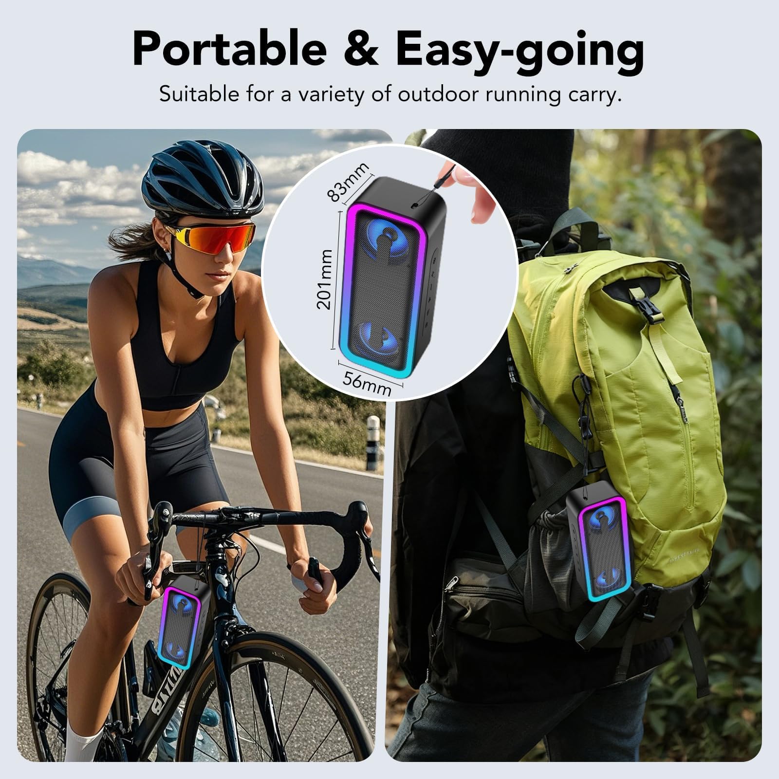Altavoz Bluetooth Portátil Potente 40W, Altavoces Bluetooth 5.4 con Emparejamiento TWS,7 Cambios RGB, 30 H Reproducción, Impermeable IPX7, Speaker de Exterior para Viajes/Deportes/Fiestas/Ciclismo