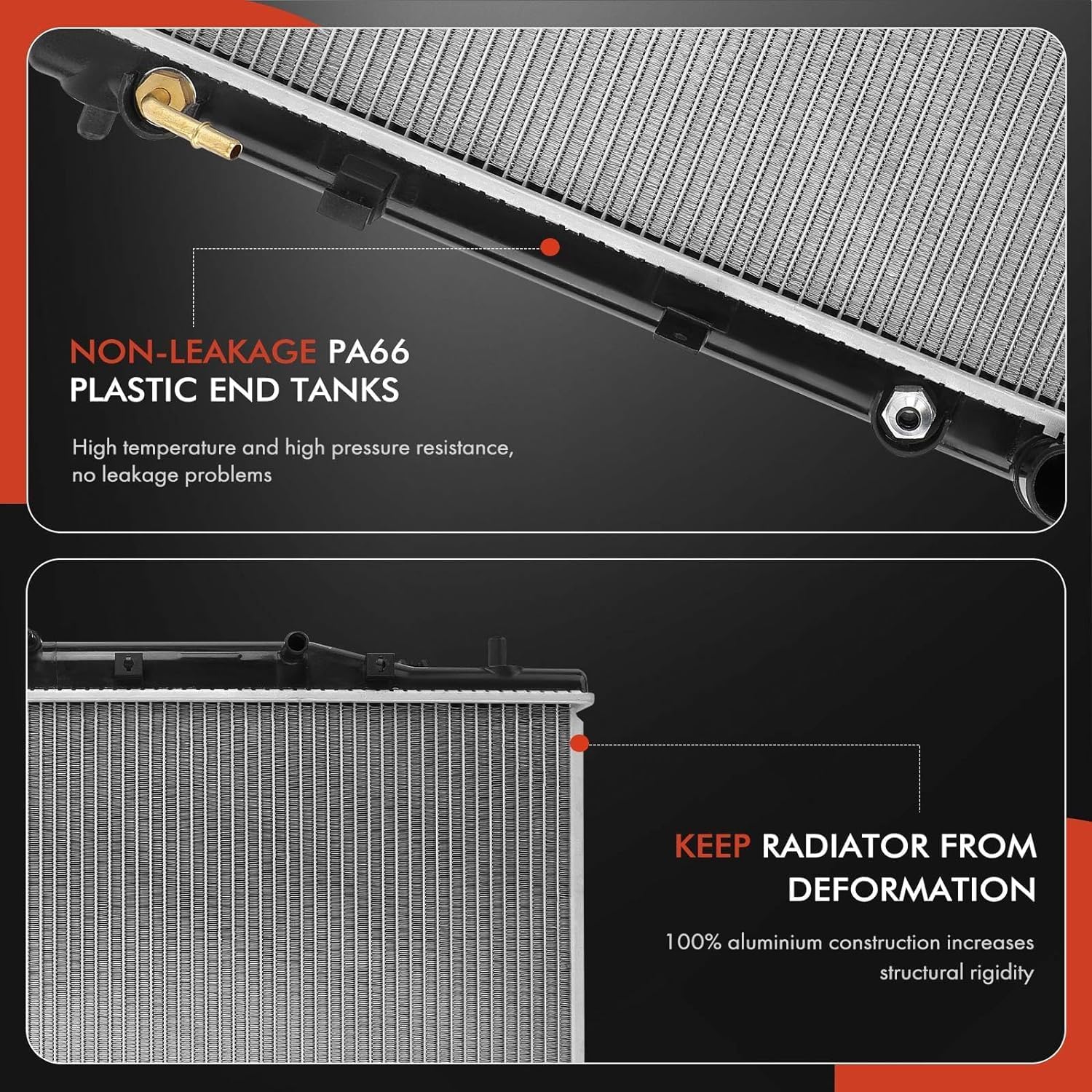 A-Premium Engine Coolant Radiator with Transmission Oil Cooler Compatible with Cadillac CTS 2003-2004 V6 3.2L, Automatic Trans