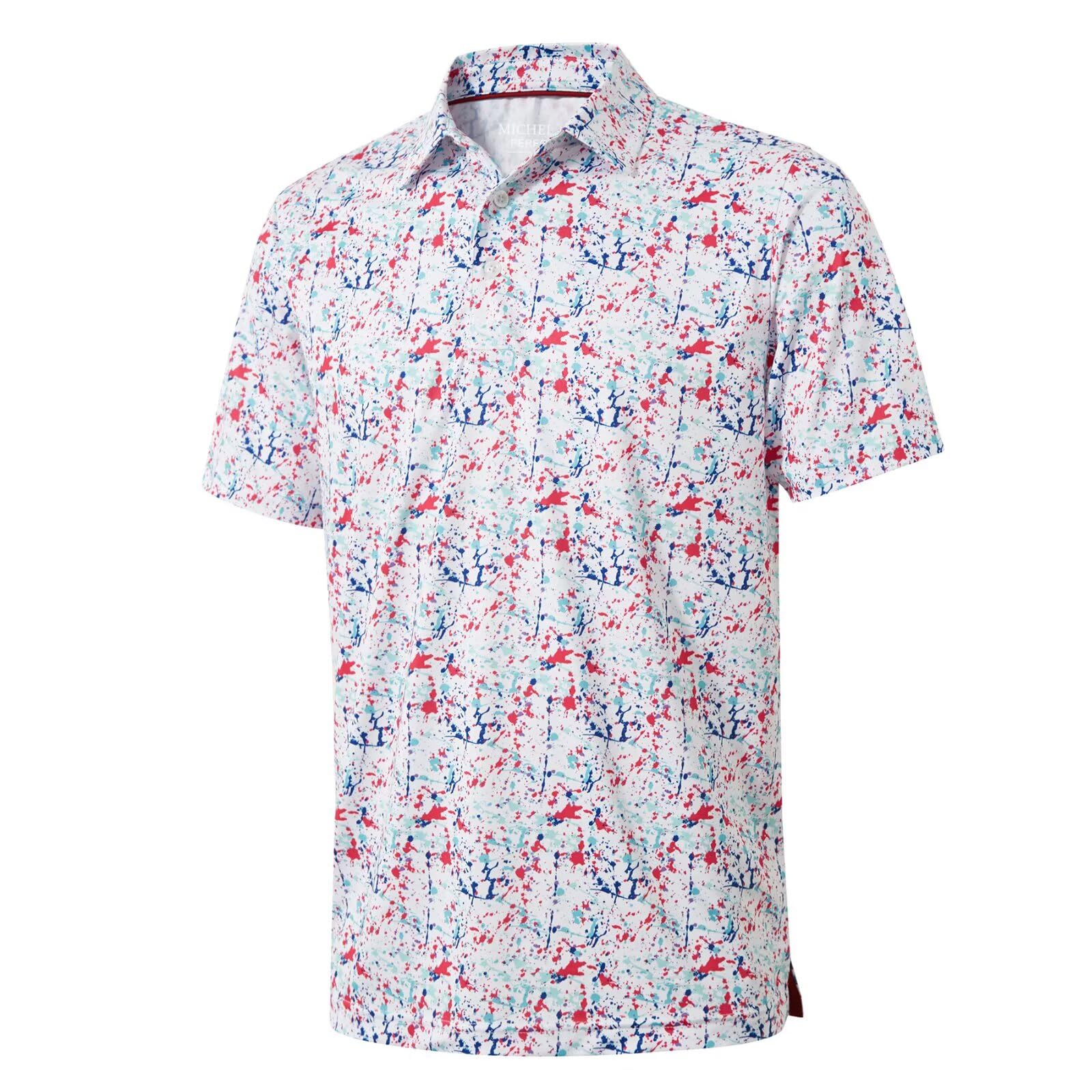 Camisas de golf de manga corta para hombre, absorben la humedad, ajuste seco, estampadas, atléticas, informales, para hombre