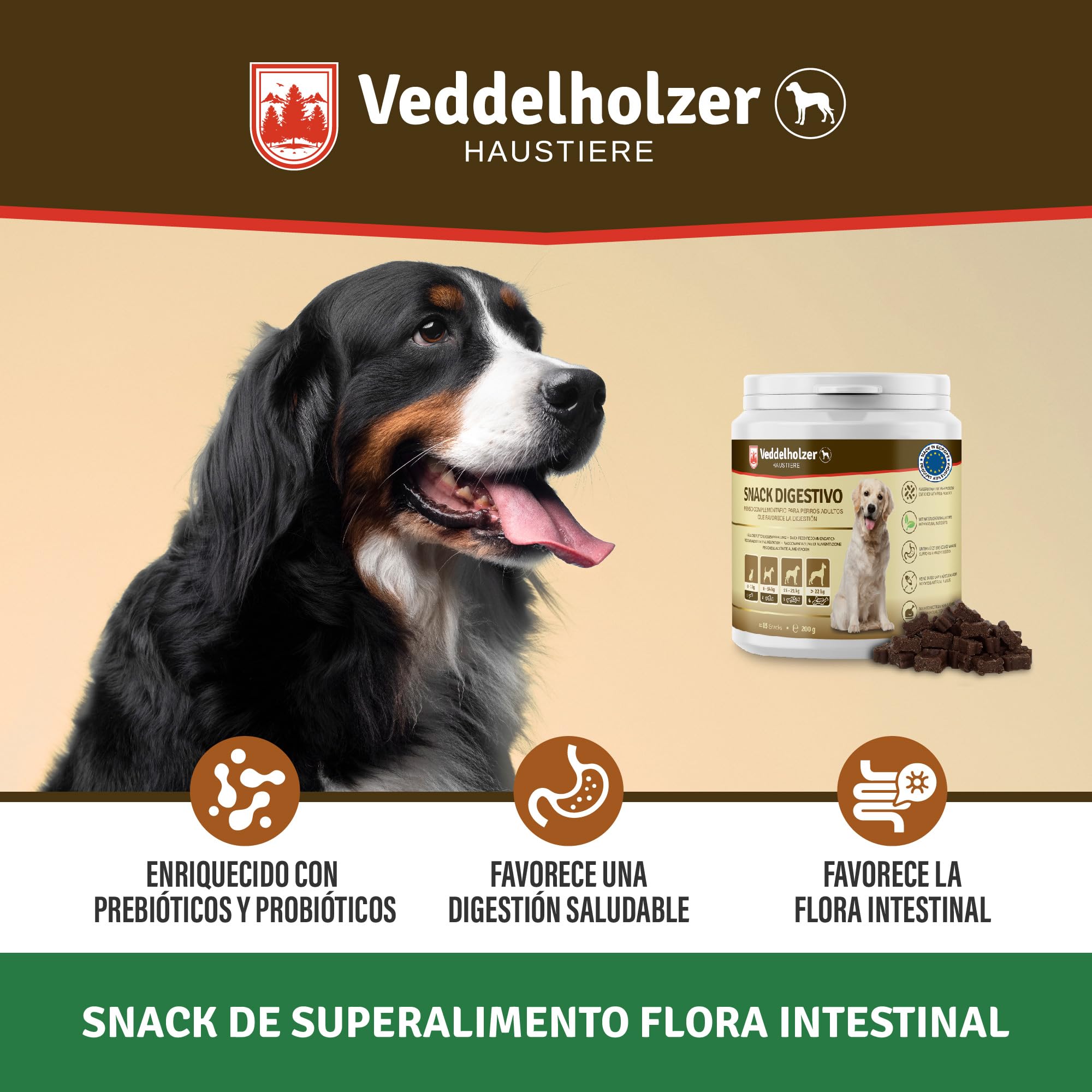Veddelholzer Perro Trata probióticos digestivo Snack para Perros Accesorios para Construir la Flora intestinal del Perro Trata de como un complemento alimenticio con Ingredientes Naturales