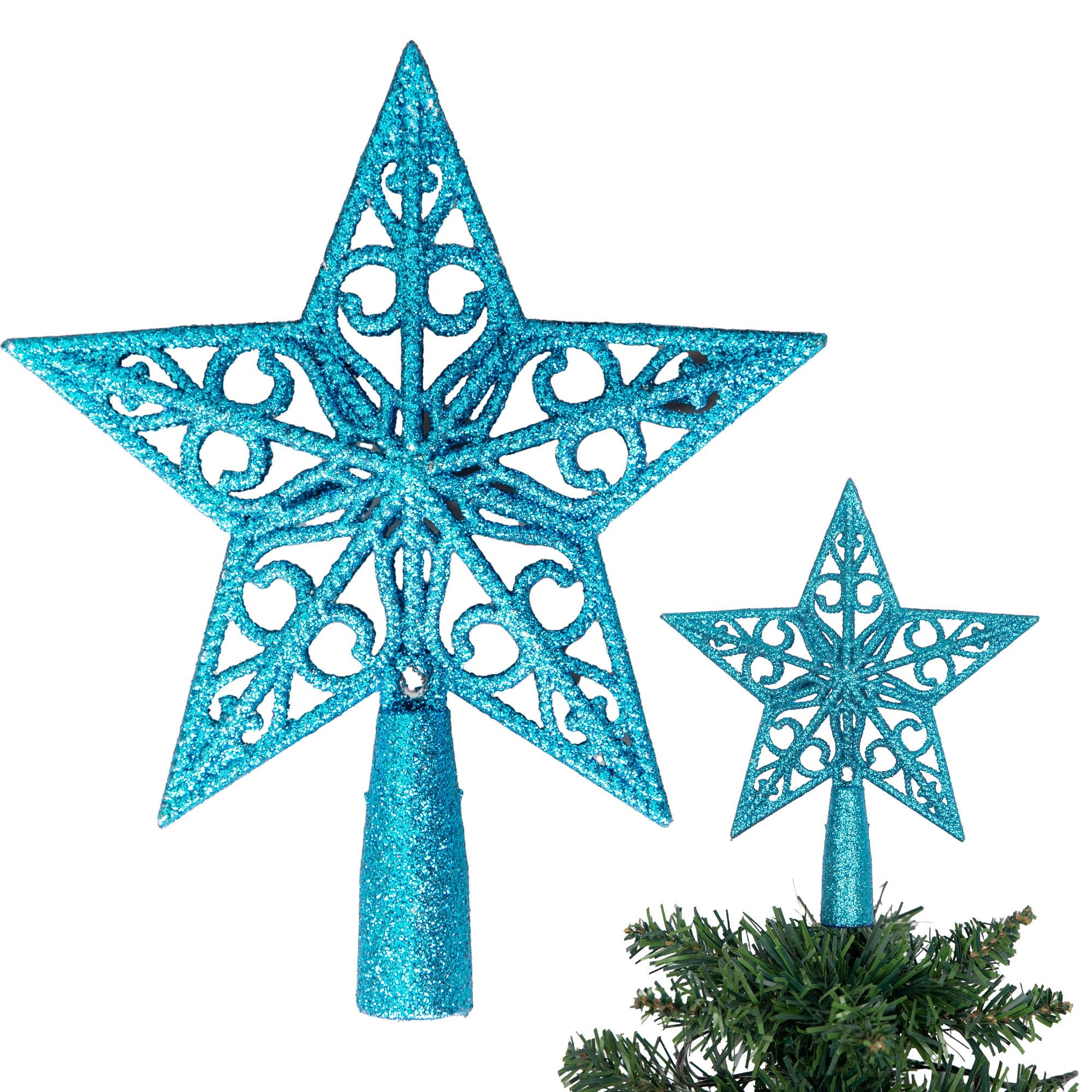 Shatchi Glitter Star Tree Topper Small Ice Blue