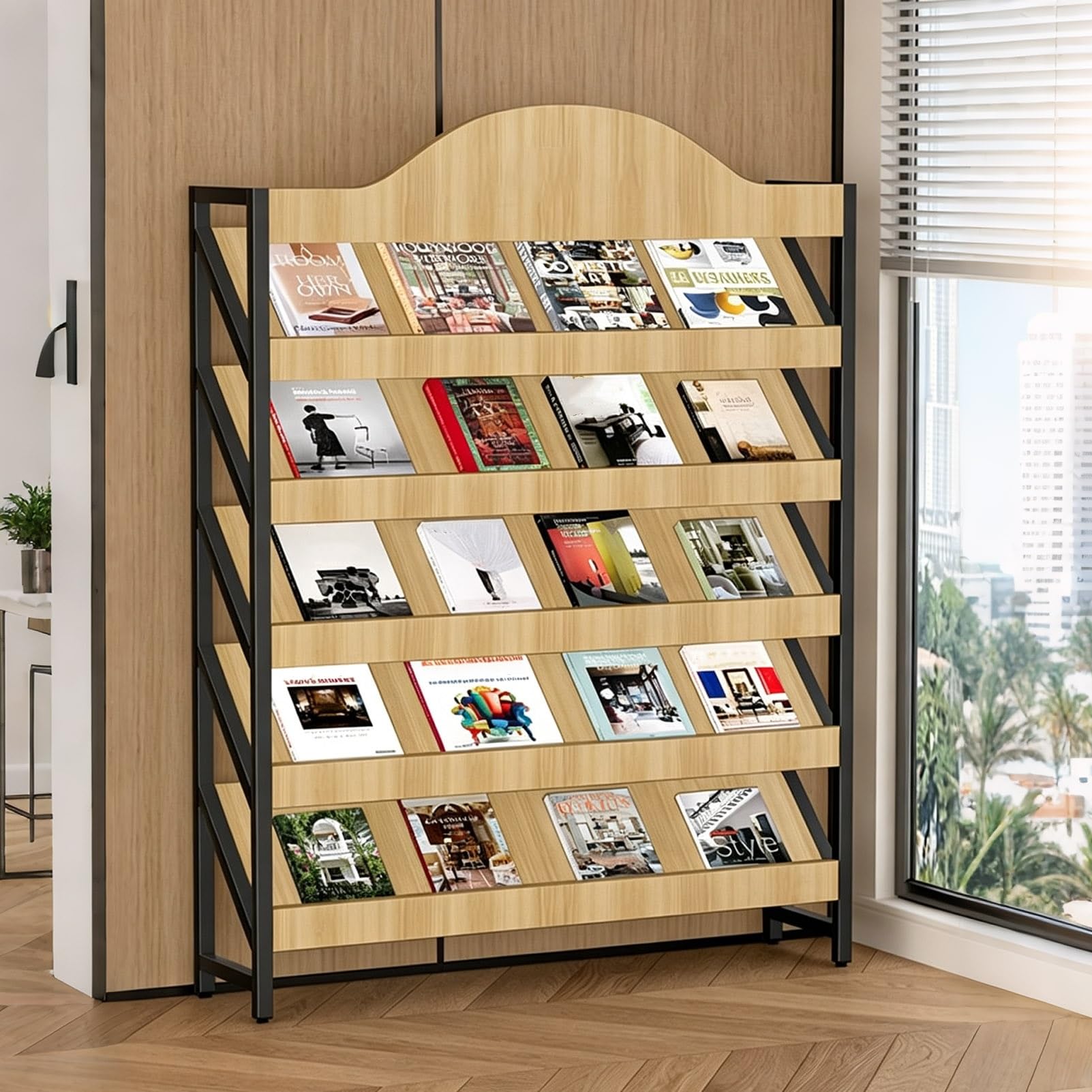 TRAGLO Floor Magazine Rack 4/5/6 Tier Brochure Display Stand Bookshelf