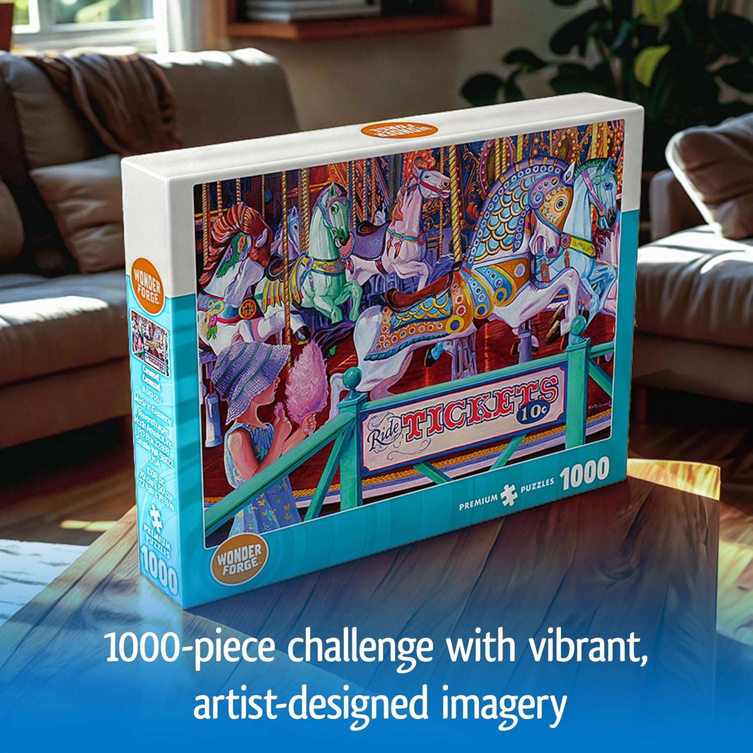 Wonder Forge Cotton Candy Carousel 1000 Piece Jigsaw Puzzle for Adults | Unique, Perfectly-Fitting Pieces | Fun, Vibrant Imagery | Amazon Exclusive