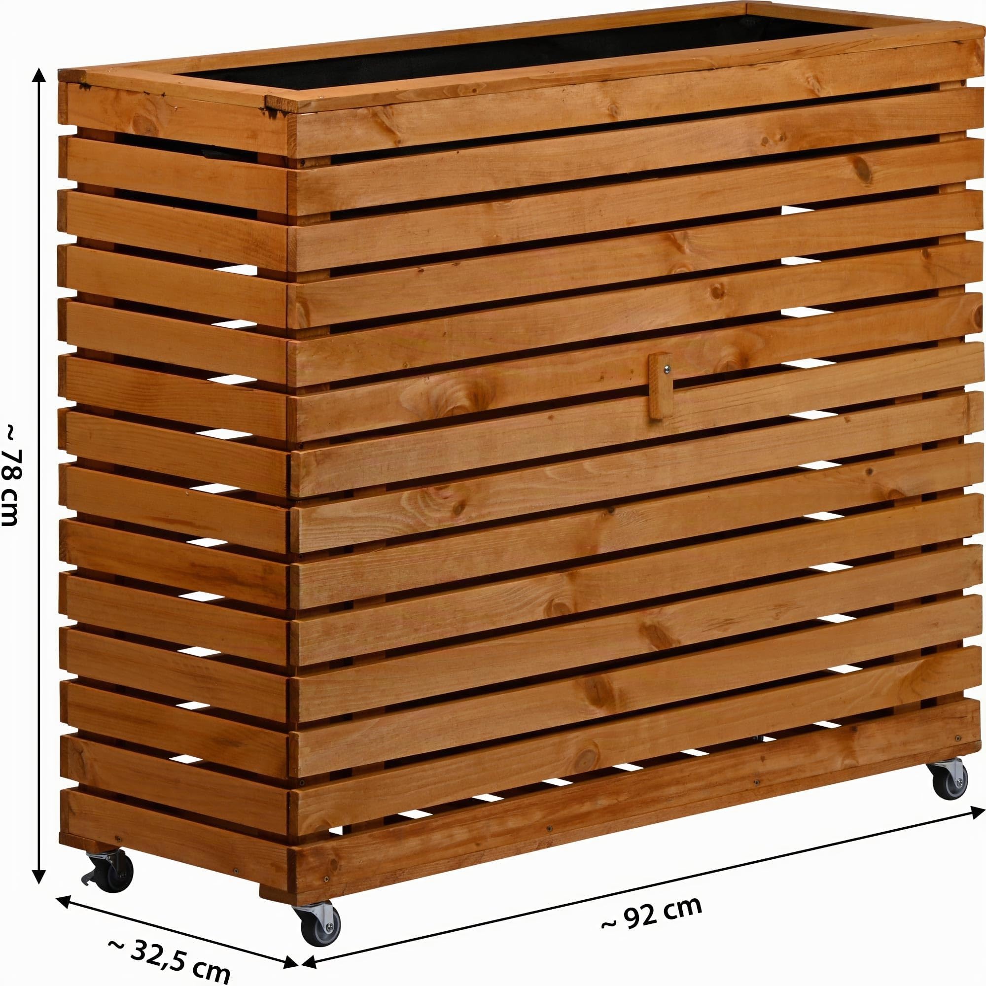 dobar® Grande Plate-Bande surélevée Rolla en Bois Massif avec roulettes Taille XL Jardinière surélevée avec Compartiment de Rangement 72 x 32,5 x 78 cm Marron