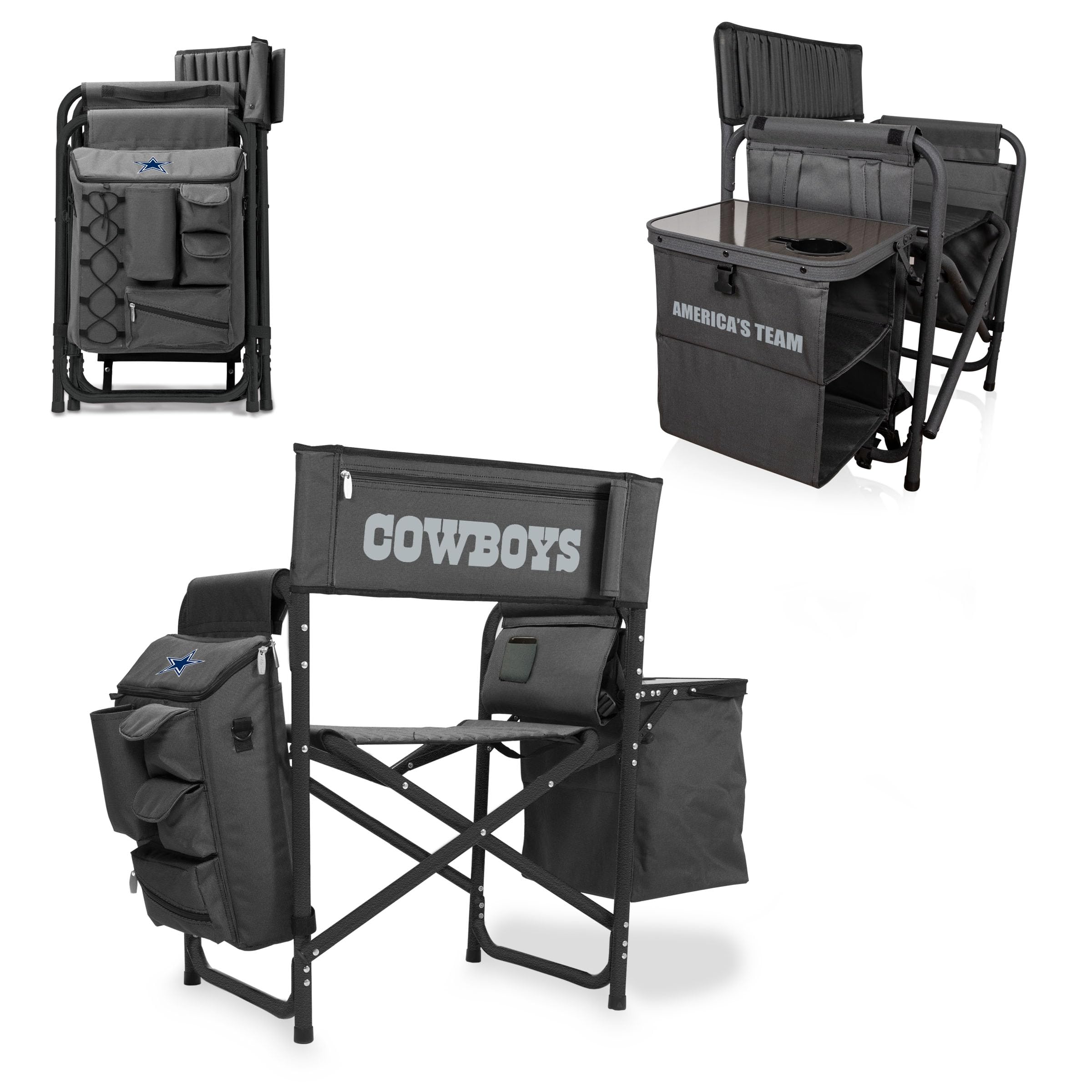 Picnic TIME NFL Unisex-Adult NFL Fusion Camping Chair with Side Table and Soft Cooler, Beach Chair for Adults, Lawn Chair