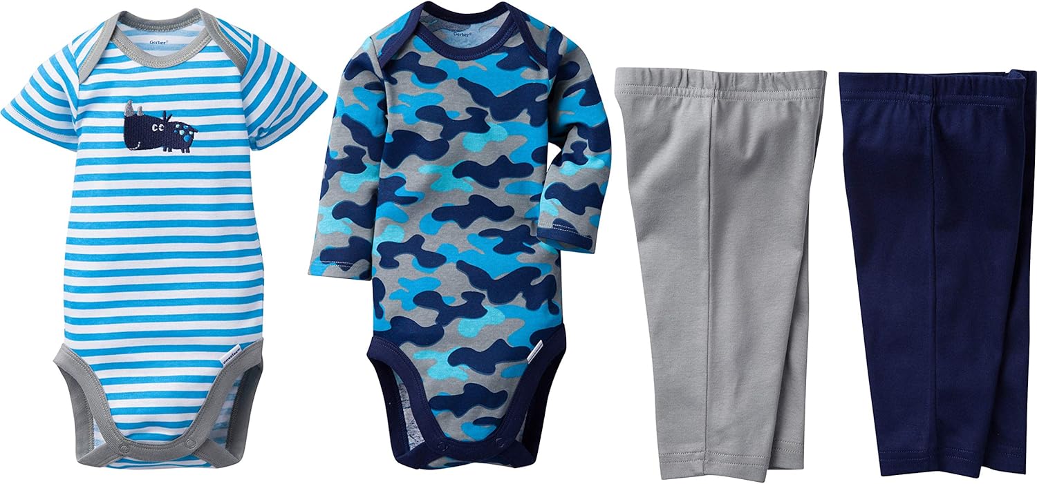 Gerber baby-boys 4-piece Bodysuit and Pant Set