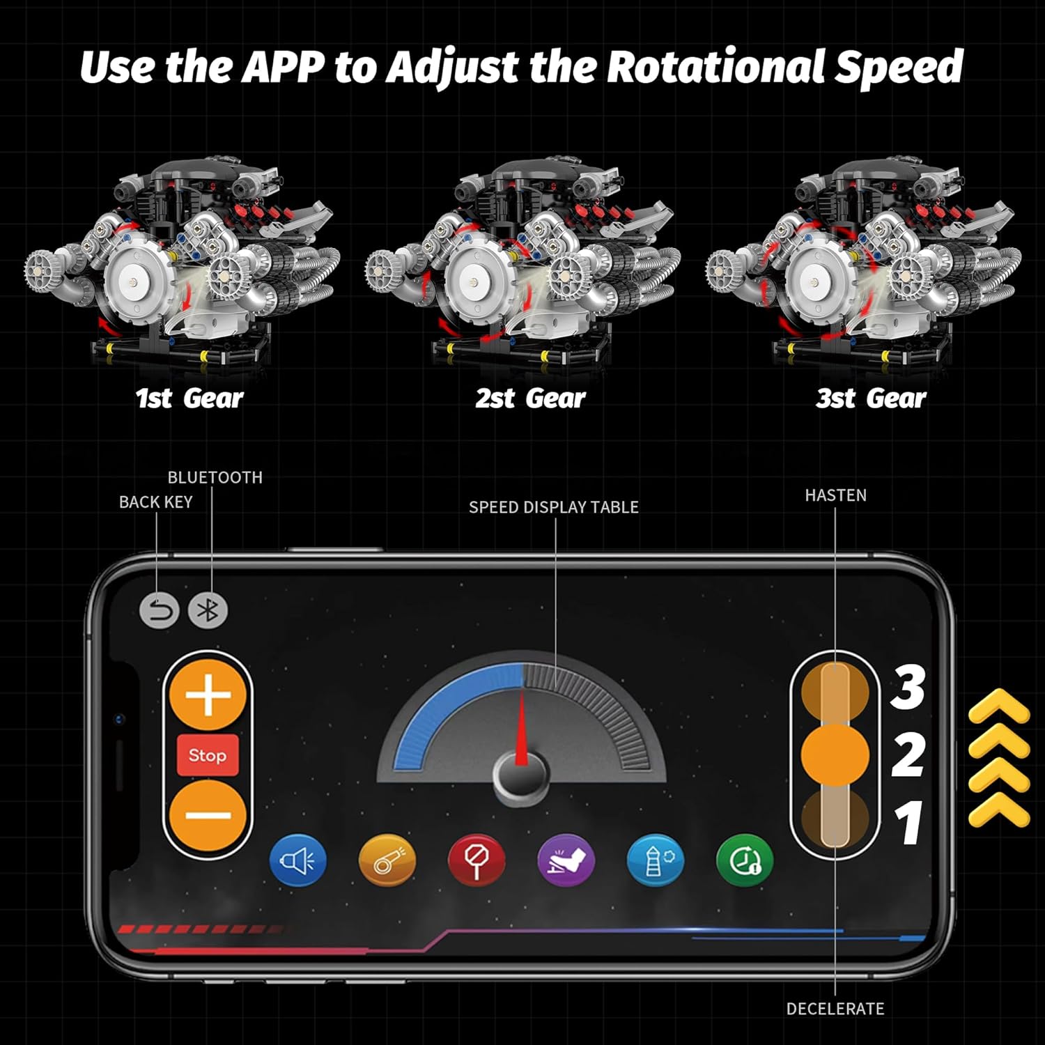 V8 Engine Model Kit That Works, Visible Building Blocks Sets with APP Control, Motor & LED Light, Model Car Kits for Adults & Boys Kids 14+ Year Old (689 PCS) - Image 3