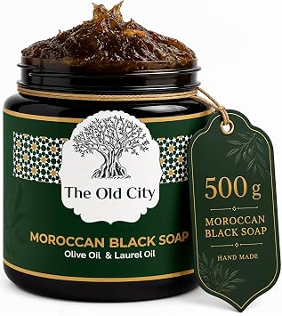 Shop Moroccan Black Beldi Soap 500g   Traditional Hammam Body Cleanser with Olive Oil & Laurel   Exfoliating & Moisturising Savon Noir, Whole Body   Vegan & Natural