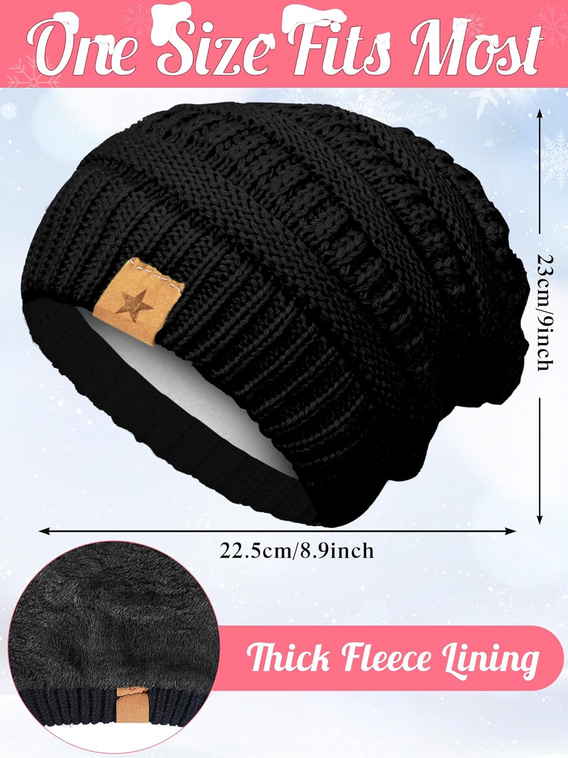 JaGely 8 Pieces Women Winter Hats and Gloves Set Women Warm Touchscreen Knitted Lined Gloves Winter Beanies - Image 2