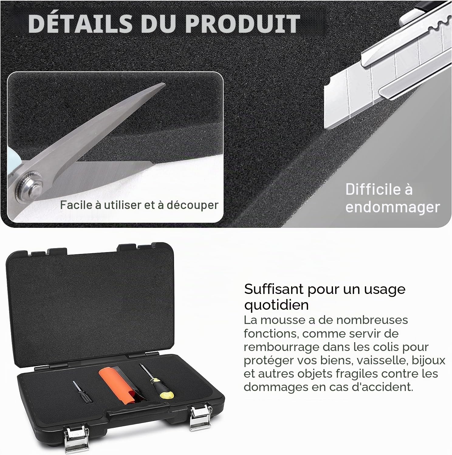 2 pièces de rembourrage en mousse, éponge pour valises 400 x 300 mm, rembourrage valise, mousse de polyuréthane hauteur : 40 mm