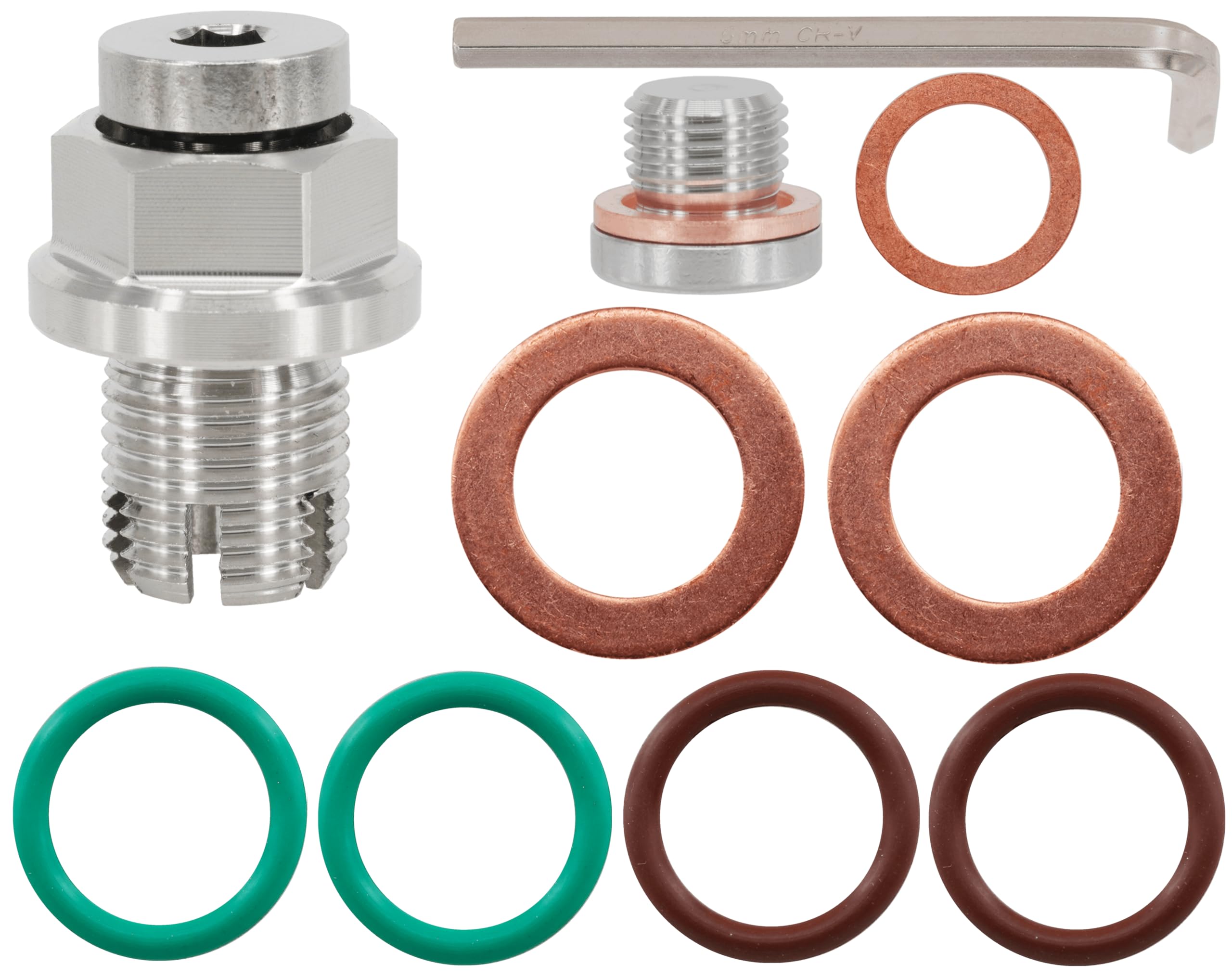M14.1-1.25 x 15mm Oversize Piggyback korek spustowy oleju, stal nierdzewna samogwintujący zestaw naprawczy miski olejowej