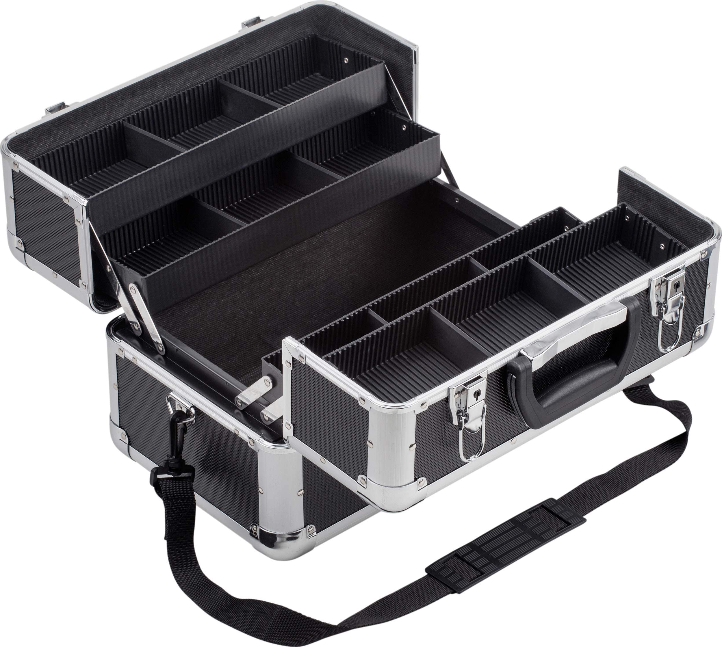 Meister Mehrzweckkoffer 355 x 240 x 225 mm - Viel Stauraum - Einteilbare Kleinteilfächer - Abschließbar - Inklusive 2 Schlüssel und Tragegurt, Kosmetikkoffer, Scherenkoffer, 9095040