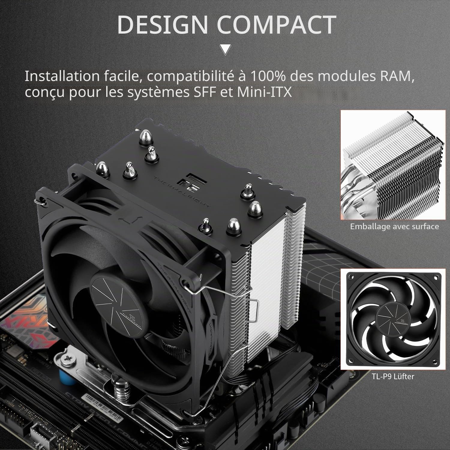 Thermalright ASSASSIN X90 SE V2 Refroidisseur d'air pour processeur, 4 caloducs, ventilateur TL-P9 PWM, cache thermique, technologie AGHP 4.0