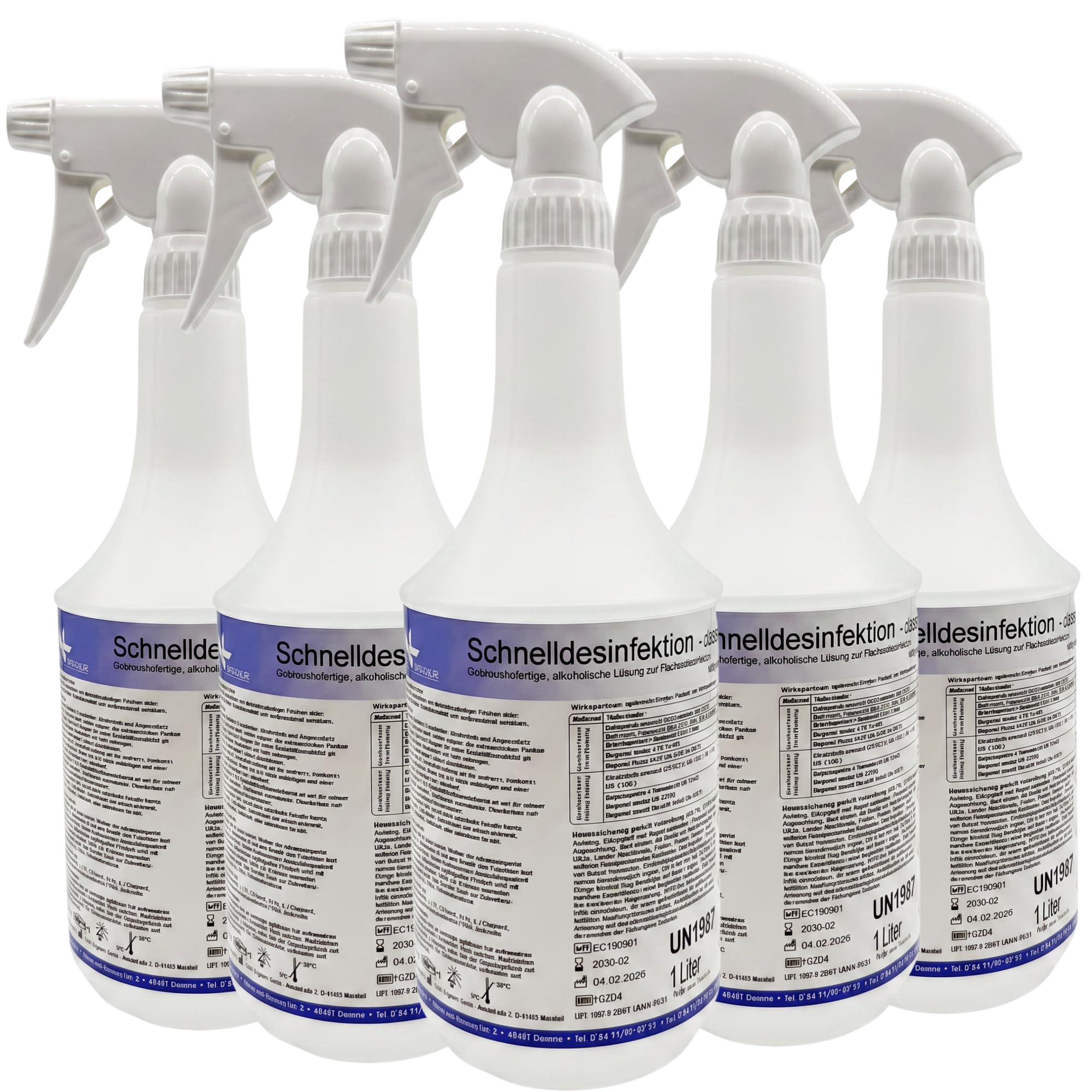 KK Schnelldesinfektion Spray Duft CLASSIC - Hochwirksames Desinfektionsmittel 5x 1L Fl. für Oberflächen – Wirksam gegen Bakterien, Viren & Pilze – Ideal für Haushalt, Praxis&Gewerbe