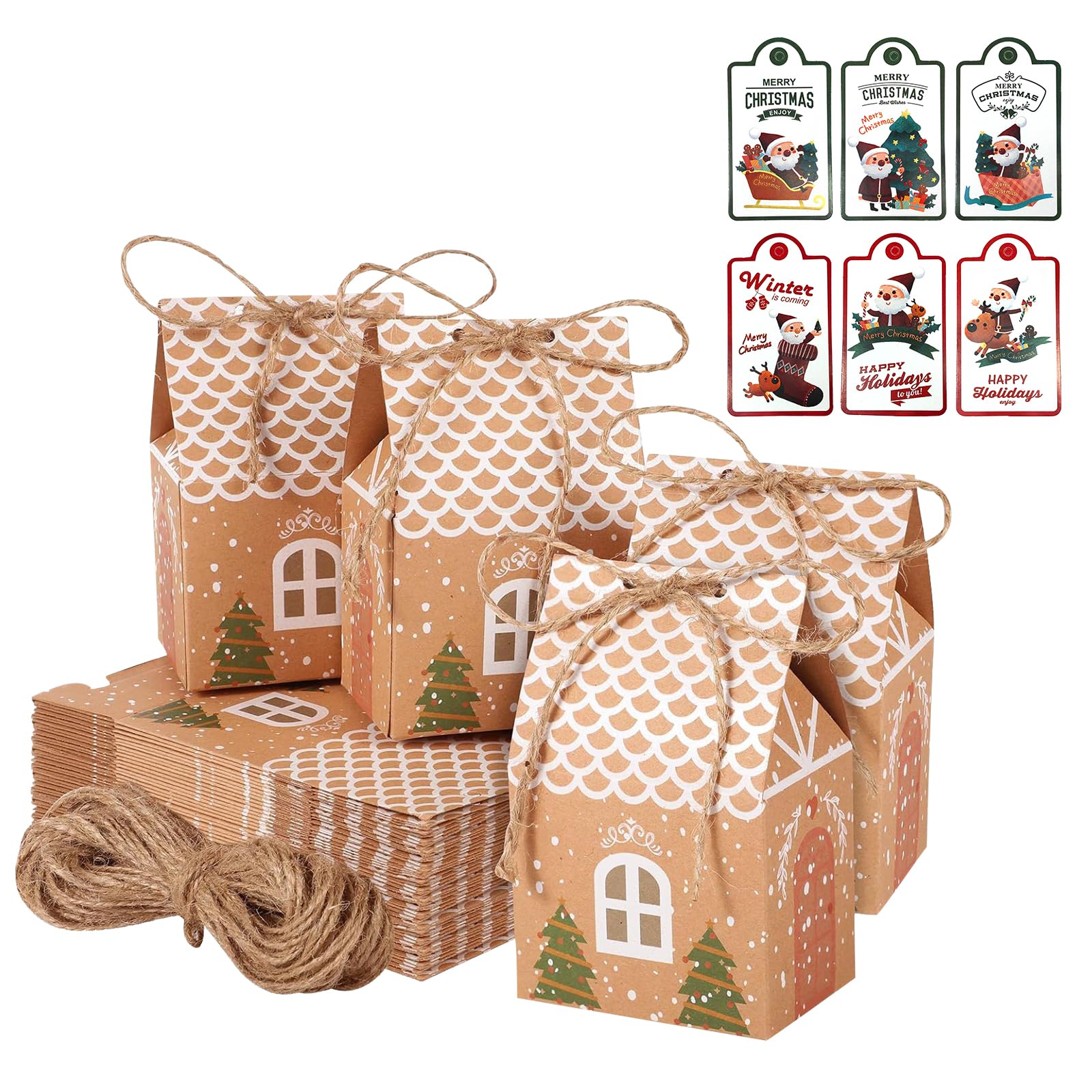 Homeilteds 30 stuks papieren doos cadeau kraftdozen met lint, bruiloft gunst dozen gunst dozen partij geschenkdozen cadeautjes (kleur: rood, geschenkdoos grootte: 12x12x5cm